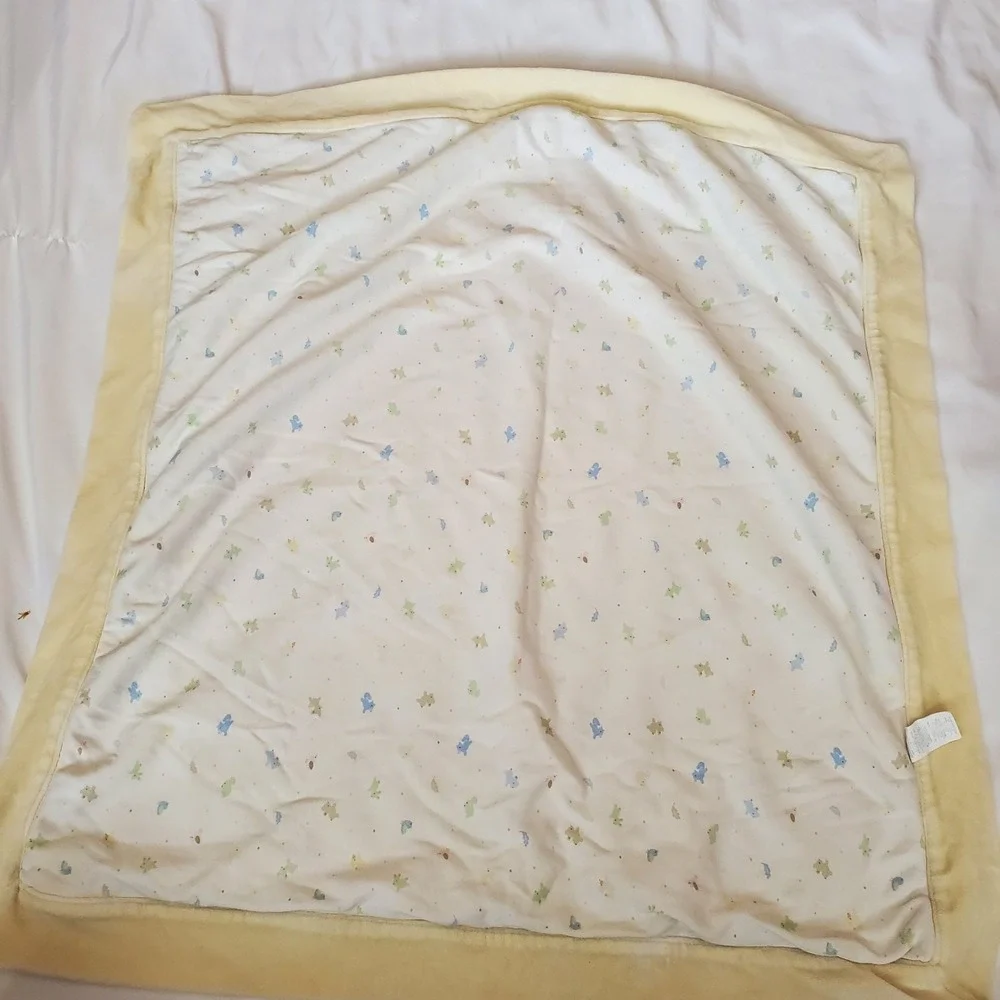 Vintage Childrens Place Yellow Velour Plush Baby Blanket Baby place Bear Duck‎